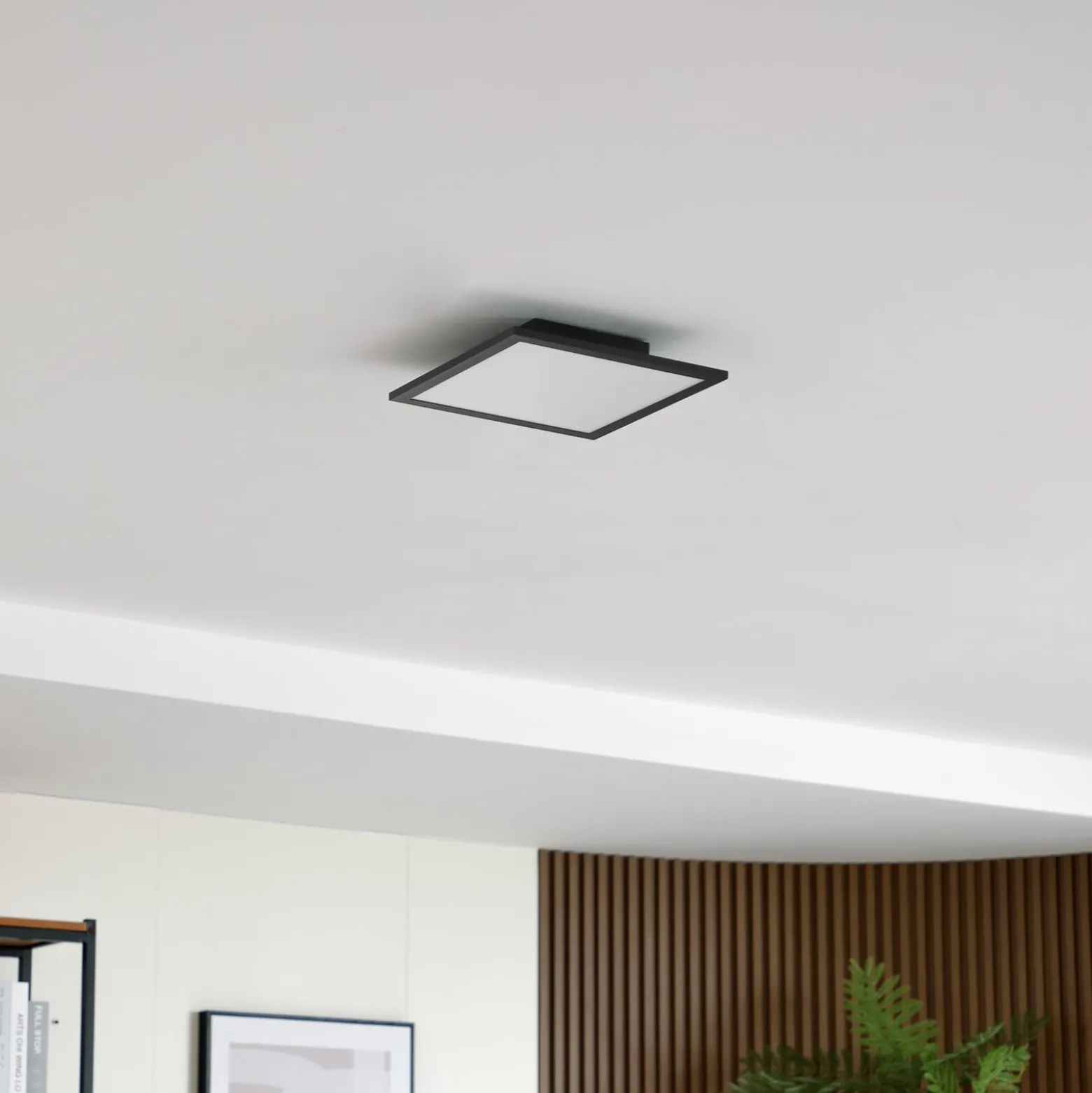 Lindby LED-Panel Enhife, schwarz, 30 x 30 cm, Metall, 4.000K