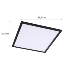 Lindby LED-Panel Enhife, schwarz, 40 x 40 cm, Metall, 4.000K