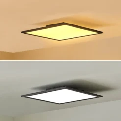 Lindby LED-Panel Lamin, schwarz, 40 cm, CCT, dimmbar, Remote