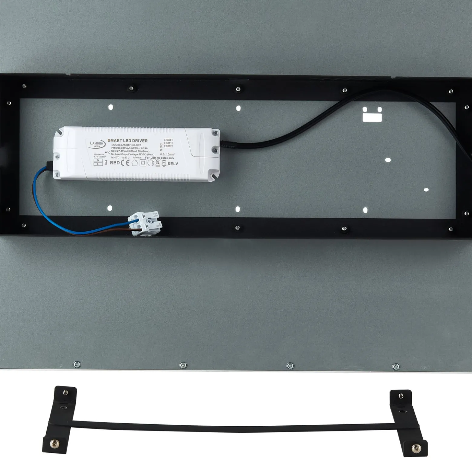 Lindby LED-Panel Lamin, schwarz, 120cm, CCT, dimmbar, Remote