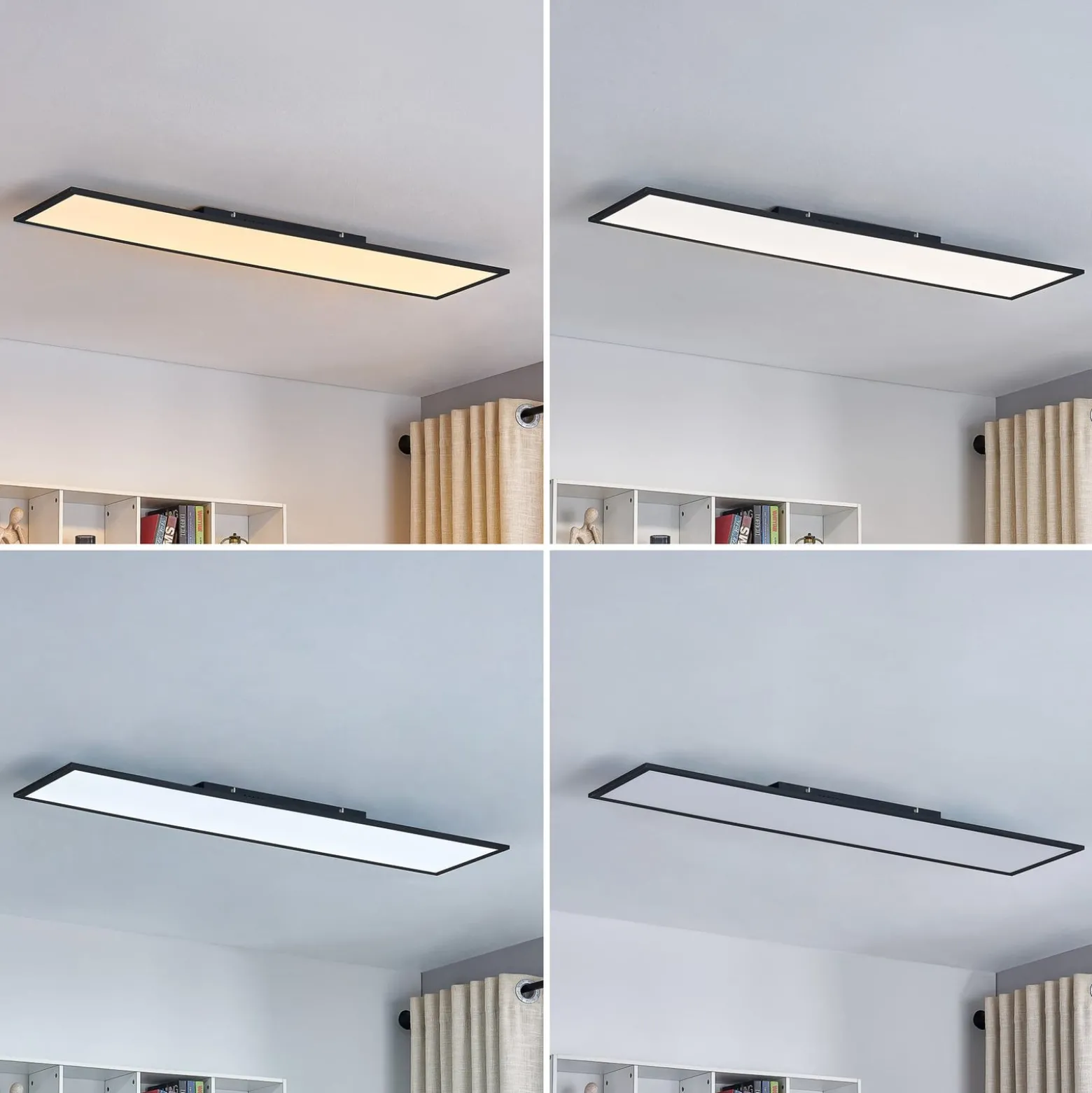 Lindby LED-Panel Lamin, schwarz, 120cm, CCT, dimmbar, Remote