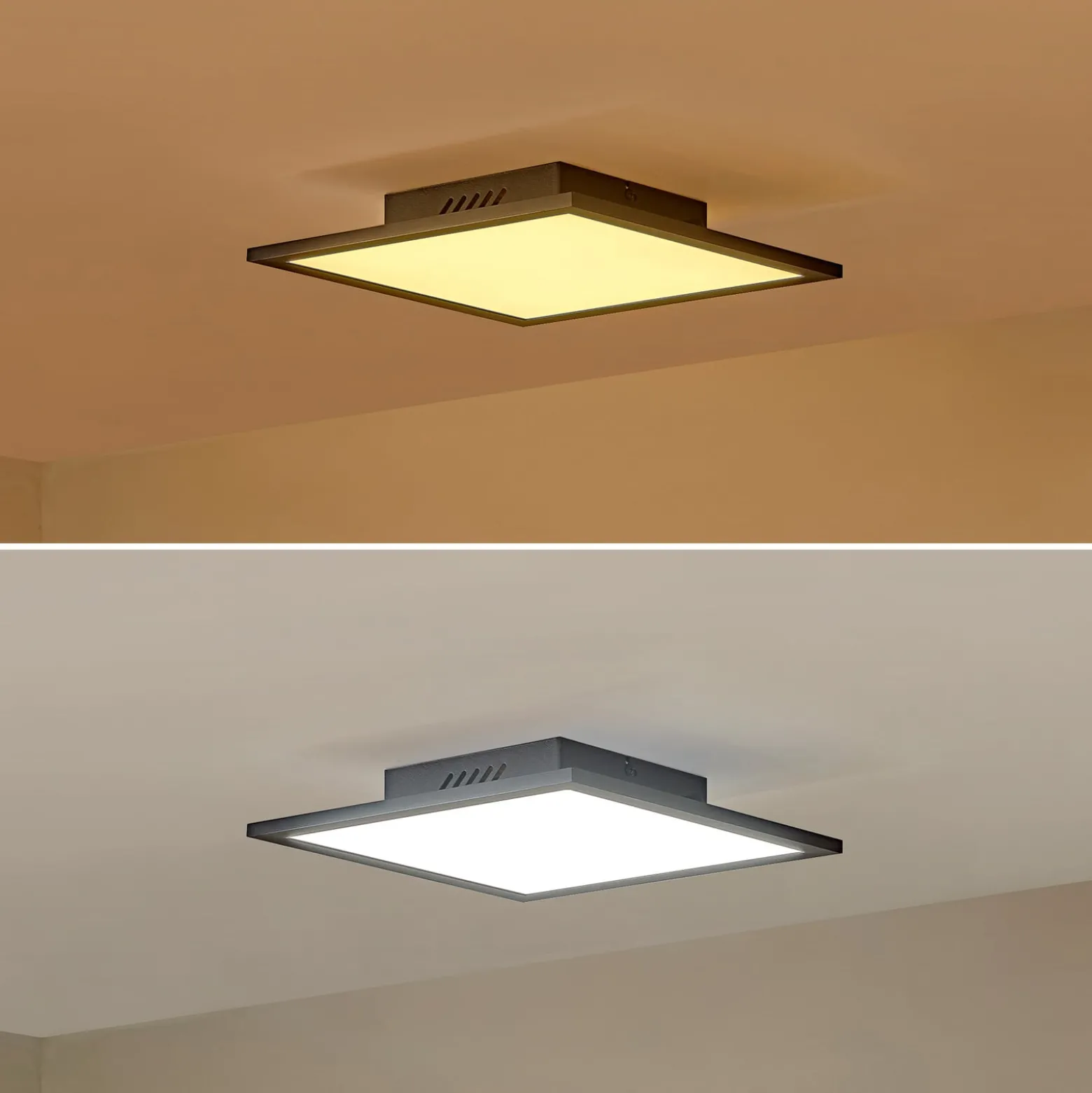 Lindby LED-Panel Lamin, schwarz, 30 cm, CCT, dimmbar, Remote