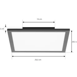 Lindby LED-Panel Lamin, schwarz, 30 cm, CCT, dimmbar, Remote