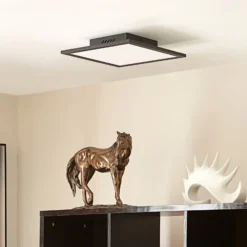 Lindby LED-Panel Lamin, schwarz, 30 cm, CCT, dimmbar, Remote