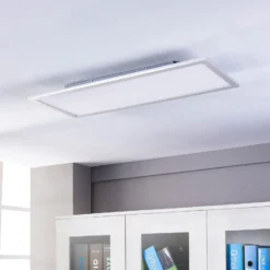Lindby LED-Panel Livel, 2er-Set, 4.000 K, 80 x 30 cm, silber