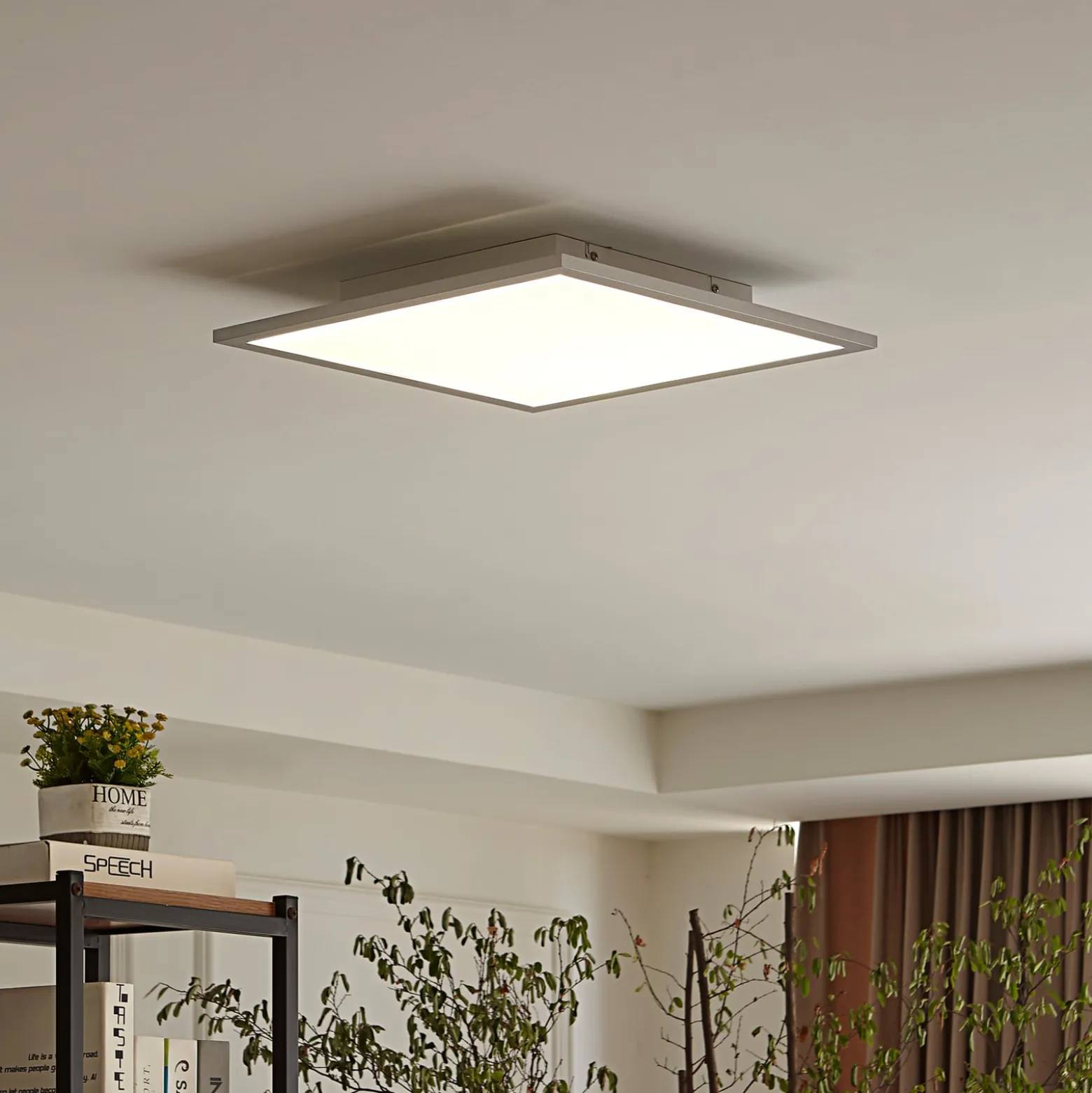 Lindby LED-Panel Livel, 4000K, 40 cm x 40 cm, silber, Metall