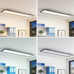 Lindby LED-Panel Nelios, 120 x 30 cm, CCT, schwarz, Metall
