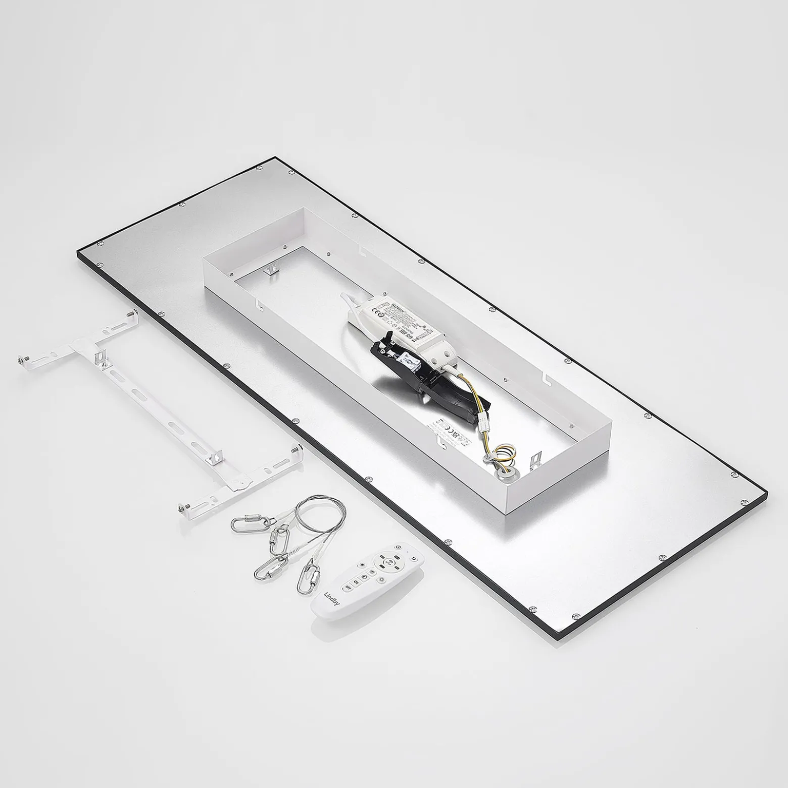 Lindby LED-Panel Nelios, 80 x 30 cm, CCT, schwarz, Metall