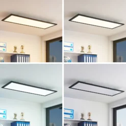 Lindby LED-Panel Nelios, 80 x 30 cm, CCT, schwarz, Metall