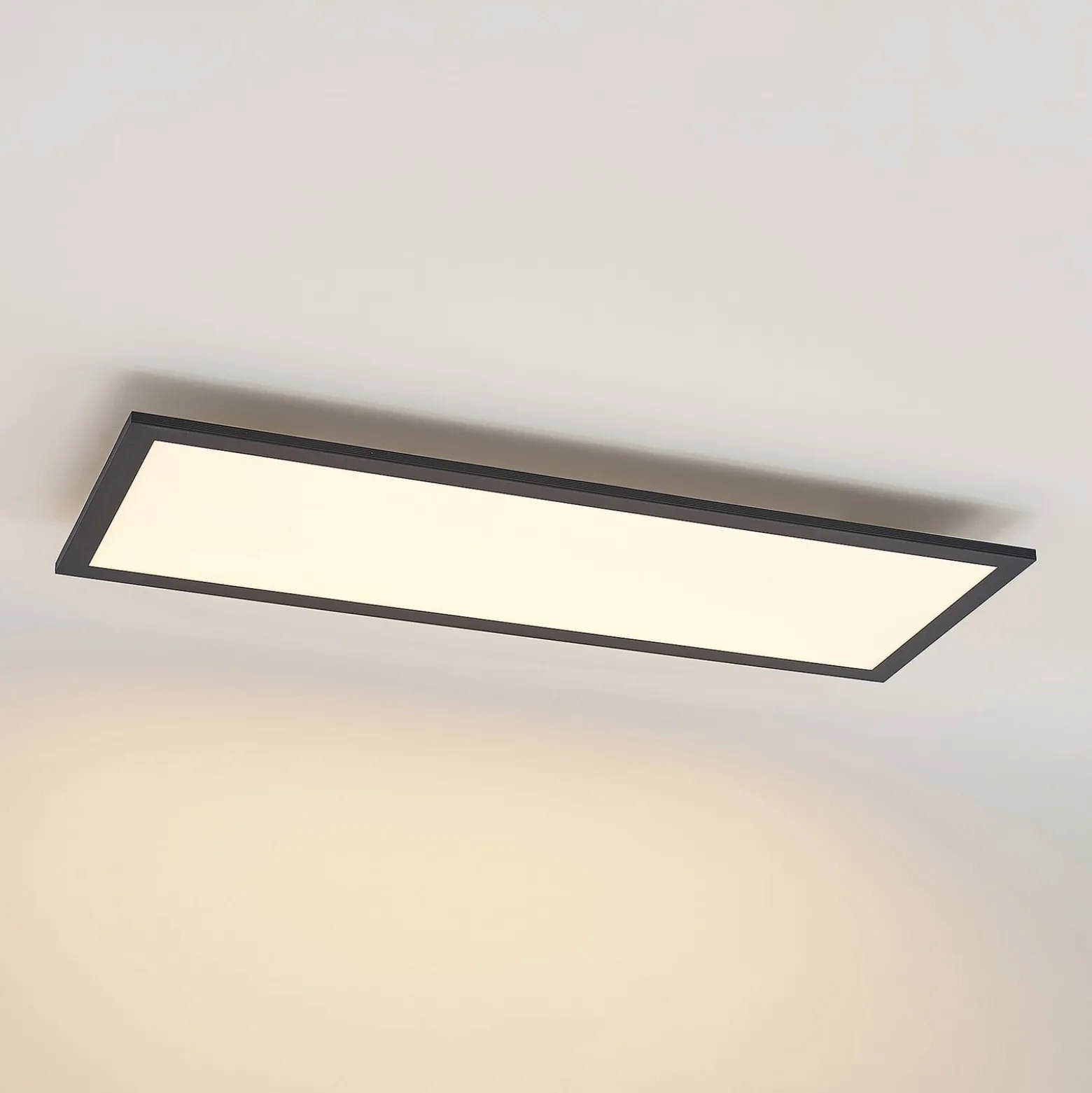 Lindby LED-Panel Nelios, 80 x 30 cm, CCT, schwarz, Metall