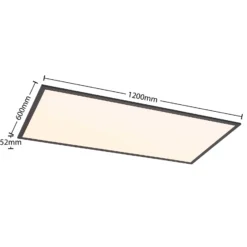 Lindby LED-Panel Nelios, 120 x 60 cm, CCT, schwarz, Metall