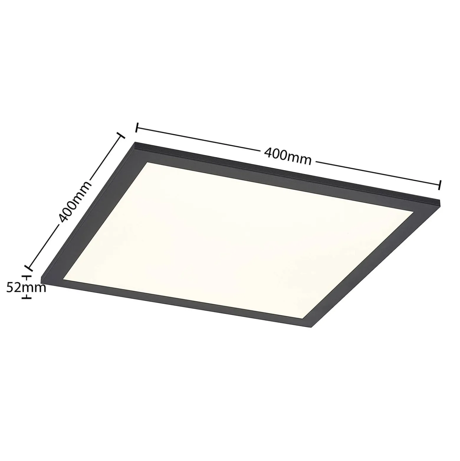 Lindby LED-Panel Nelios, 40 x 40 cm, 4.000K, schwarz, Metall