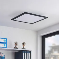 Lindby LED-Panel Nelios, 40 x 40 cm, 4.000K, schwarz, Metall