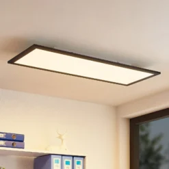 Lindby LED-Panel Nelios, 80 x 30 cm, 4.000K, schwarz, Metall