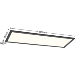 Lindby LED-Panel Nelios, 80 x 30 cm, 4.000K, schwarz, Metall