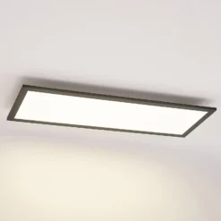 Lindby LED-Panel Nelios, 80 x 30 cm, 4.000K, schwarz, Metall
