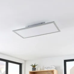 Lindby LED-Panel Stenley, 4.000 K, 60cm x 30cm, silber/weiß