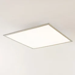 Lindby LED-Panel Stenley, 4.000 K, 60cm x 60cm, silber/weiß