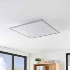 Lindby LED-Panel Stenley, 4.000 K, 60cm x 60cm, silber/weiß