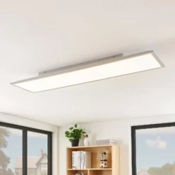 Lindby LED-Panel Stenley, 4.000 K, 120cm x 30cm, silber/weiß