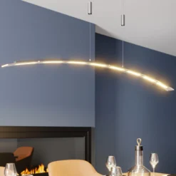 Lindby LED-Pendellampe Manon, höhenverstellbar, grau, Metall