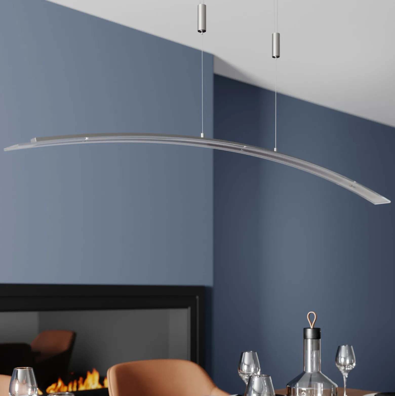 Lindby LED-Pendellampe Manon, höhenverstellbar, grau, Metall