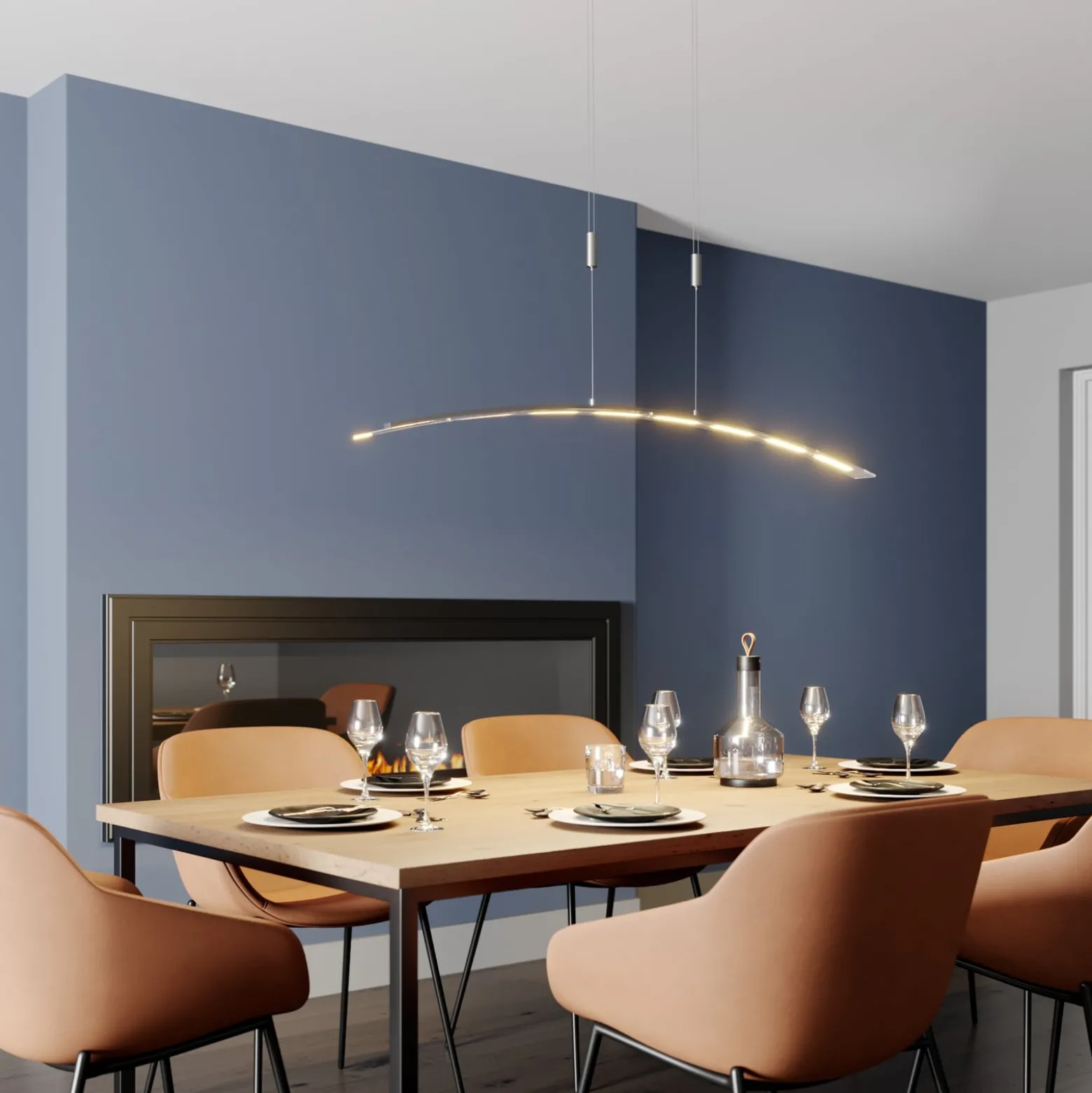 Lindby LED-Pendellampe Manon, höhenverstellbar, grau, Metall