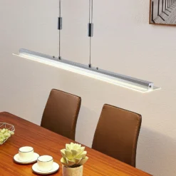 Lindby LED-Pendelleuchte Sladja, chrom, Glas, Touchdimmer