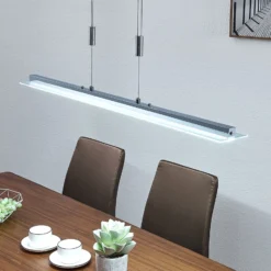 Lindby LED-Pendelleuchte Sladja, chrom, Glas, Touchdimmer