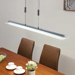 Lindby LED-Pendelleuchte Sladja, chrom, Glas, Touchdimmer