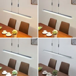 Lindby LED-Pendelleuchte Sladja, chrom, Glas, Touchdimmer