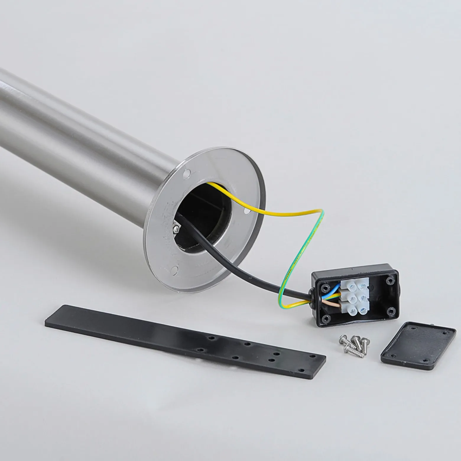 Lindby LED-Sockellampe Lanea, 40 cm, grau, Edelstahl, IP44