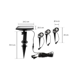 Lindby LED-Solar-Erdspießleuchte Malida, 3er-Set, schwarz