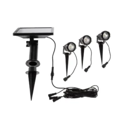Lindby LED-Solar-Erdspießleuchte Malida, 3er-Set, schwarz