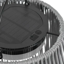 Lindby LED-Solarhängelampe Austas, grau, Ø 32 cm, USB, IP54