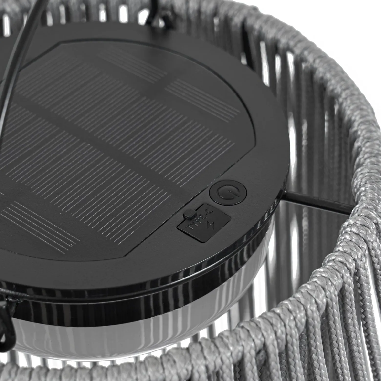 Lindby LED-Solarhängelampe Austas, grau, Ø 32 cm, USB, IP54
