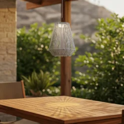 Lindby LED-Solarhängelampe Austas, grau, Ø 32 cm, USB, IP54