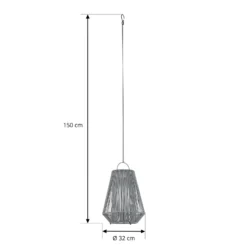 Lindby LED-Solarhängelampe Austas, grau, Ø 32 cm, USB, IP54