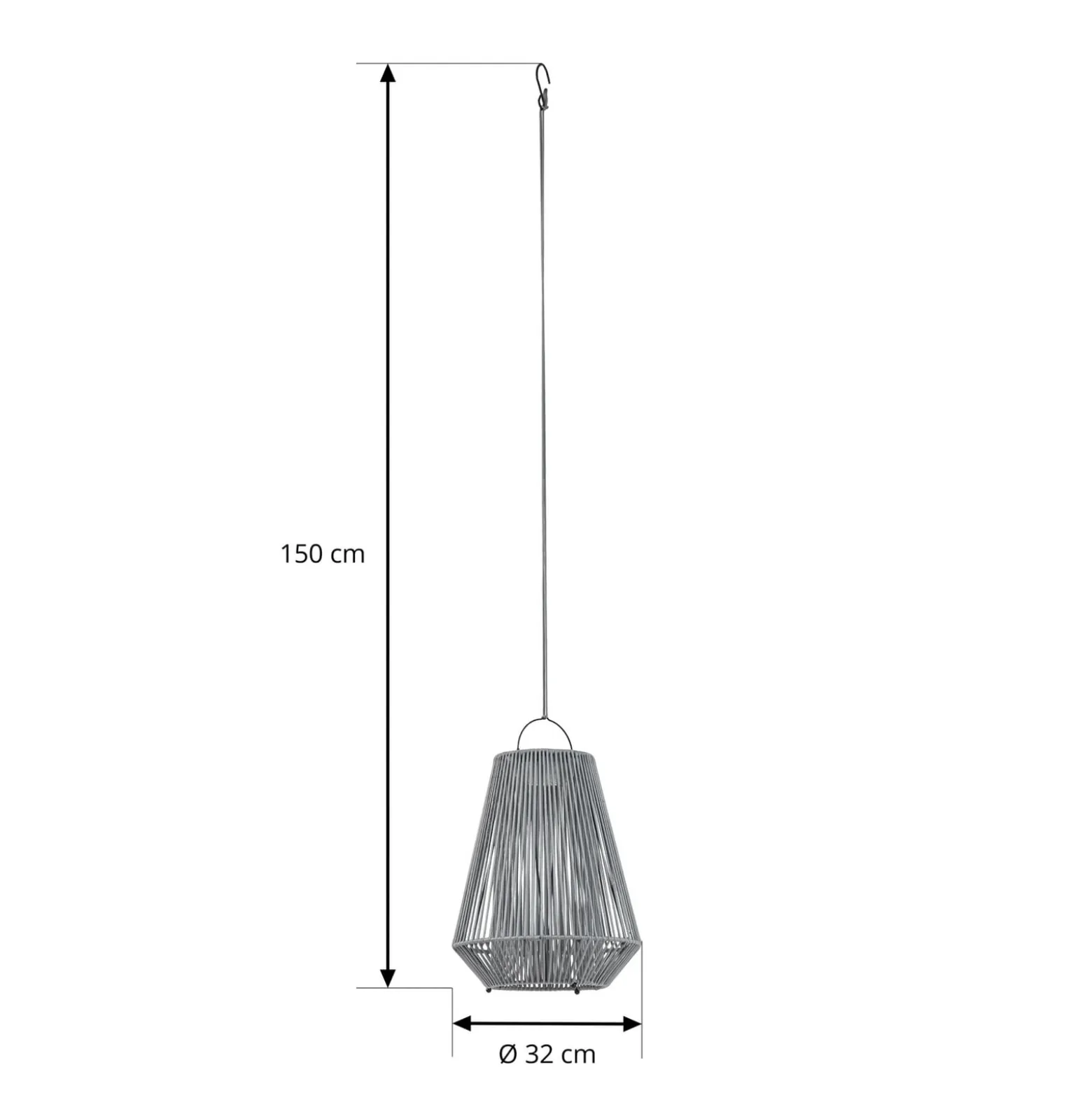 Lindby LED-Solarhängelampe Austas, grau, Ø 32 cm, USB, IP54