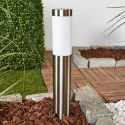 Lindby LED-Solarlampe Aleeza, 61 cm, Edelstahl, Erdspieß