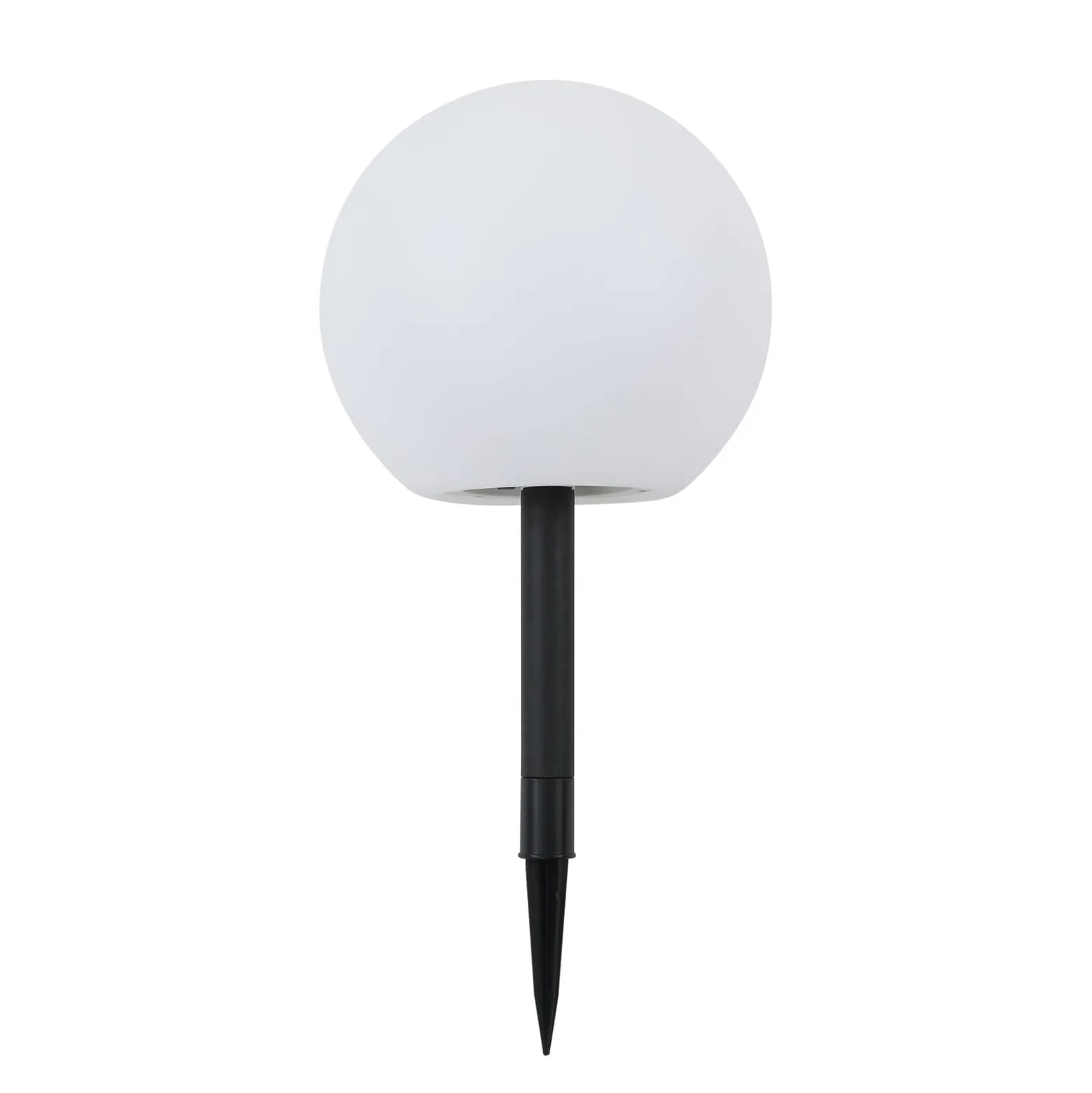 Lindby LED-Solarlampe Lago, Ø 25 cm, Kugel, Erdspieß, weiß