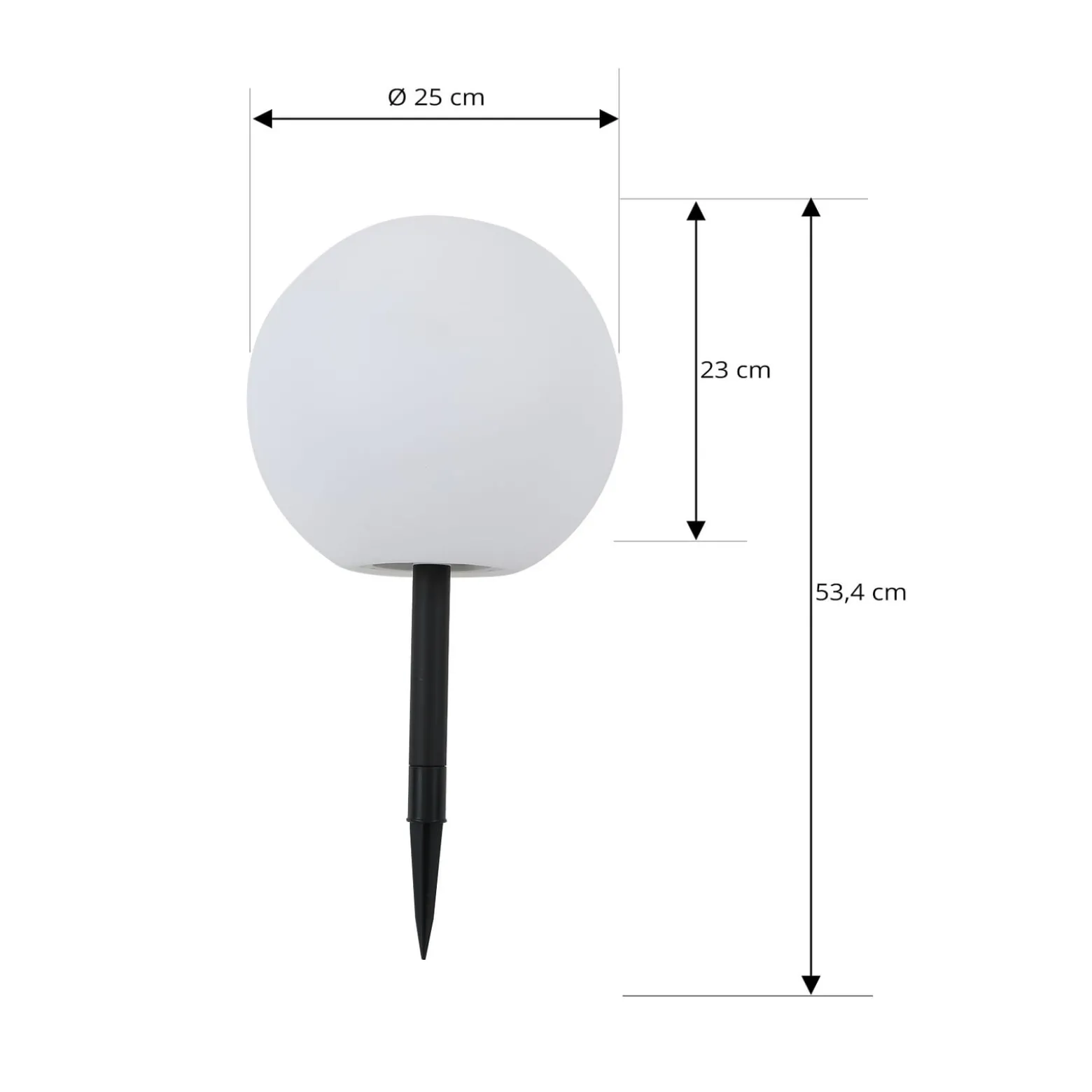 Lindby LED-Solarlampe Lago, Ø 25 cm, Kugel, Erdspieß, weiß