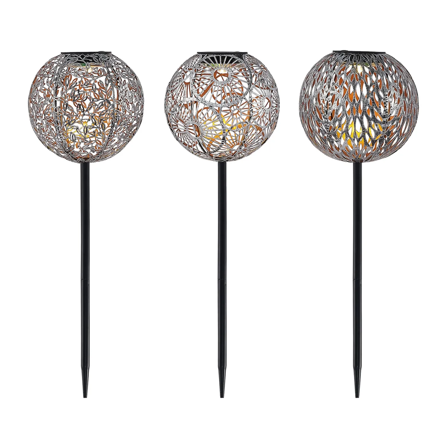 Lindby LED-Solarlampen Vilani, 3er-Set, 54cm, Erdspieß, IP44