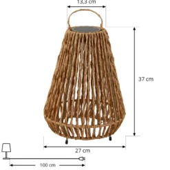 Lindby LED-Solarleuchte Amaria, Rattan, hell, Ø 27 cm