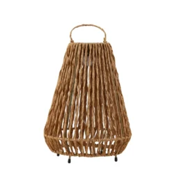 Lindby LED-Solarleuchte Amaria, Rattan, hell, Ø 27 cm