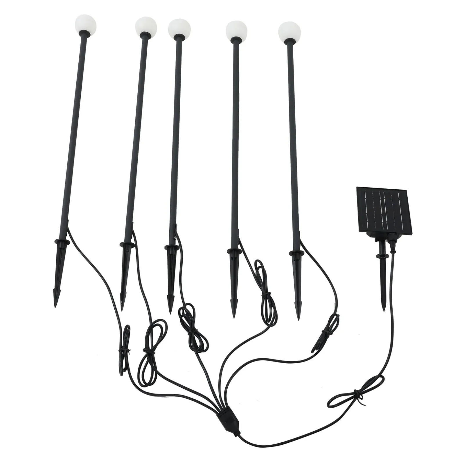 Lindby LED-Solarleuchte Freydis, 5er-Set, schwarz, 2.000 K