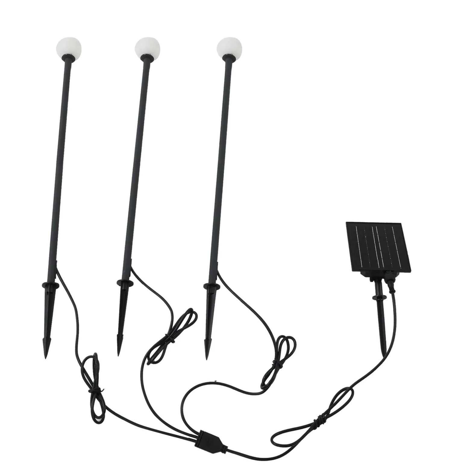 Lindby LED-Solarleuchte Freydis, 3er-Set, schwarz, 2.000 K