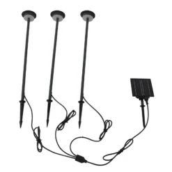 Lindby LED-Solarleuchte Lyris, 3er-Set, schwarz, Alu, 3.000K