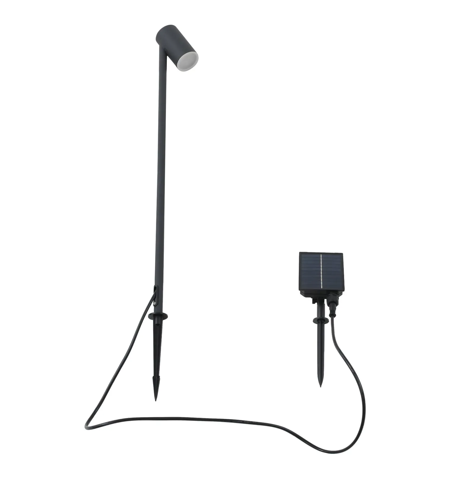 Lindby LED-Solarleuchte Myric, schwarz, Aluminium, 3.000 K