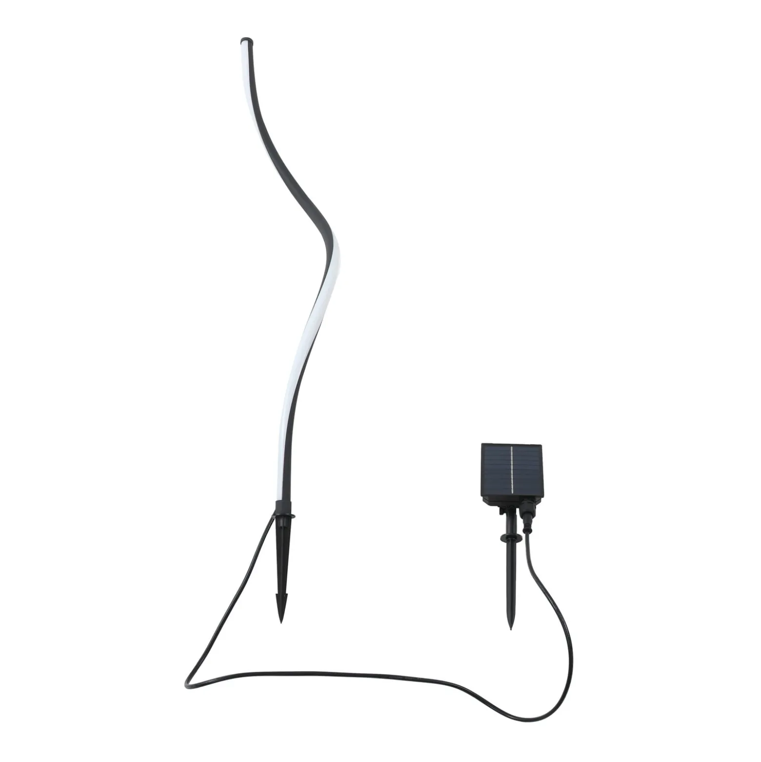 Lindby LED-Solarleuchte Sabriel, kurvig, schwarz, Alu, 3000K